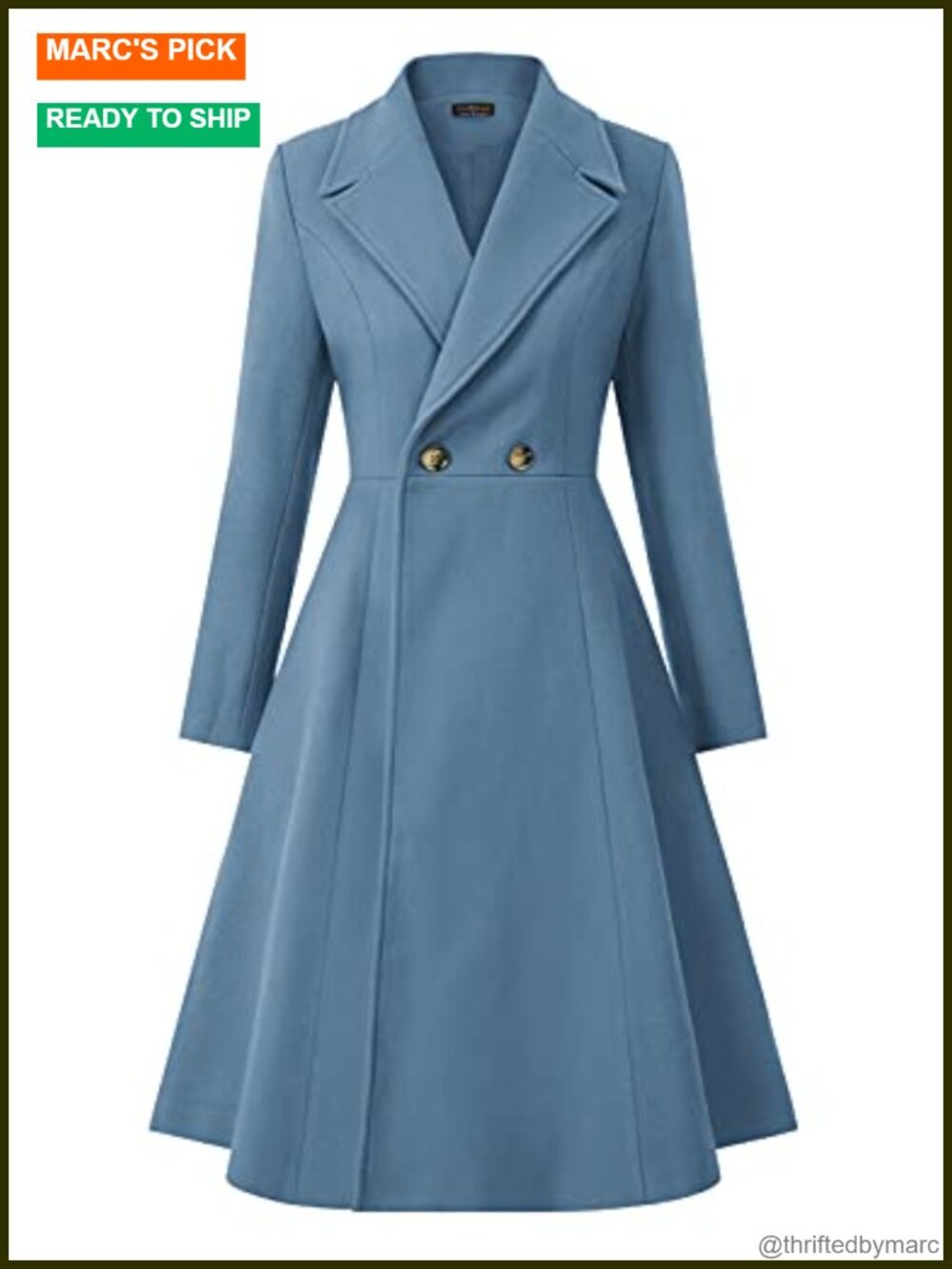 Women's Double Breasted A-Line Pea Coat Long Trench Winter Dress Coat Pockets